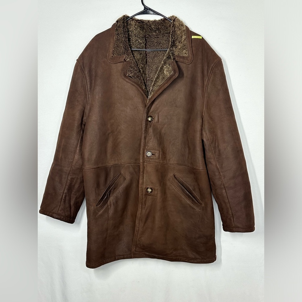 #2644 vintage leather mens jacket Made by PIEL Juan Pina size 52 - Picture 1 of 16